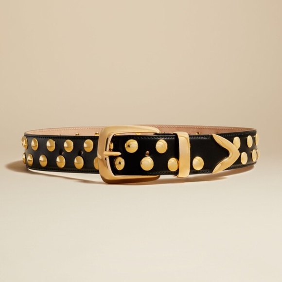 KHAITE Black and Gold Studded Belt main image 5